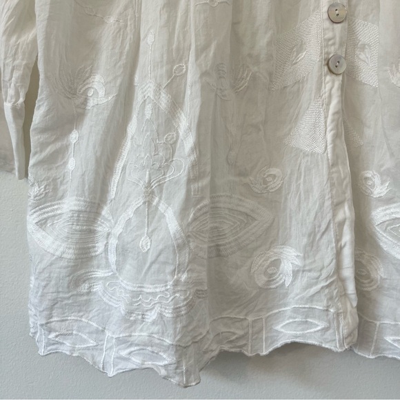 Soft Surroundings Flowy Floral Embroidered Tunic Blouse Mixed Buttons - Picture 7 of 16